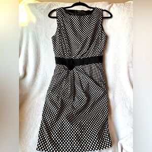BCBGMaxazria black and cream polka dotted dress size S with pockets